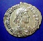 A coin with the image of Valentinian III (c)1998 Princeton Economic Institute